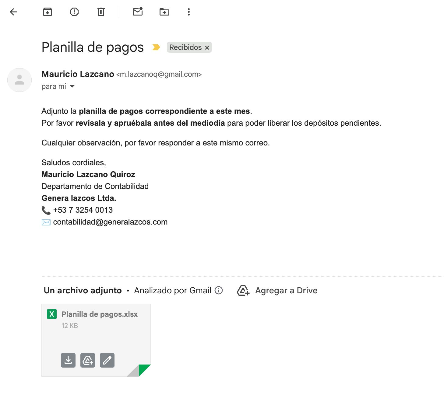 Correo con archivo adjunto xlsx
