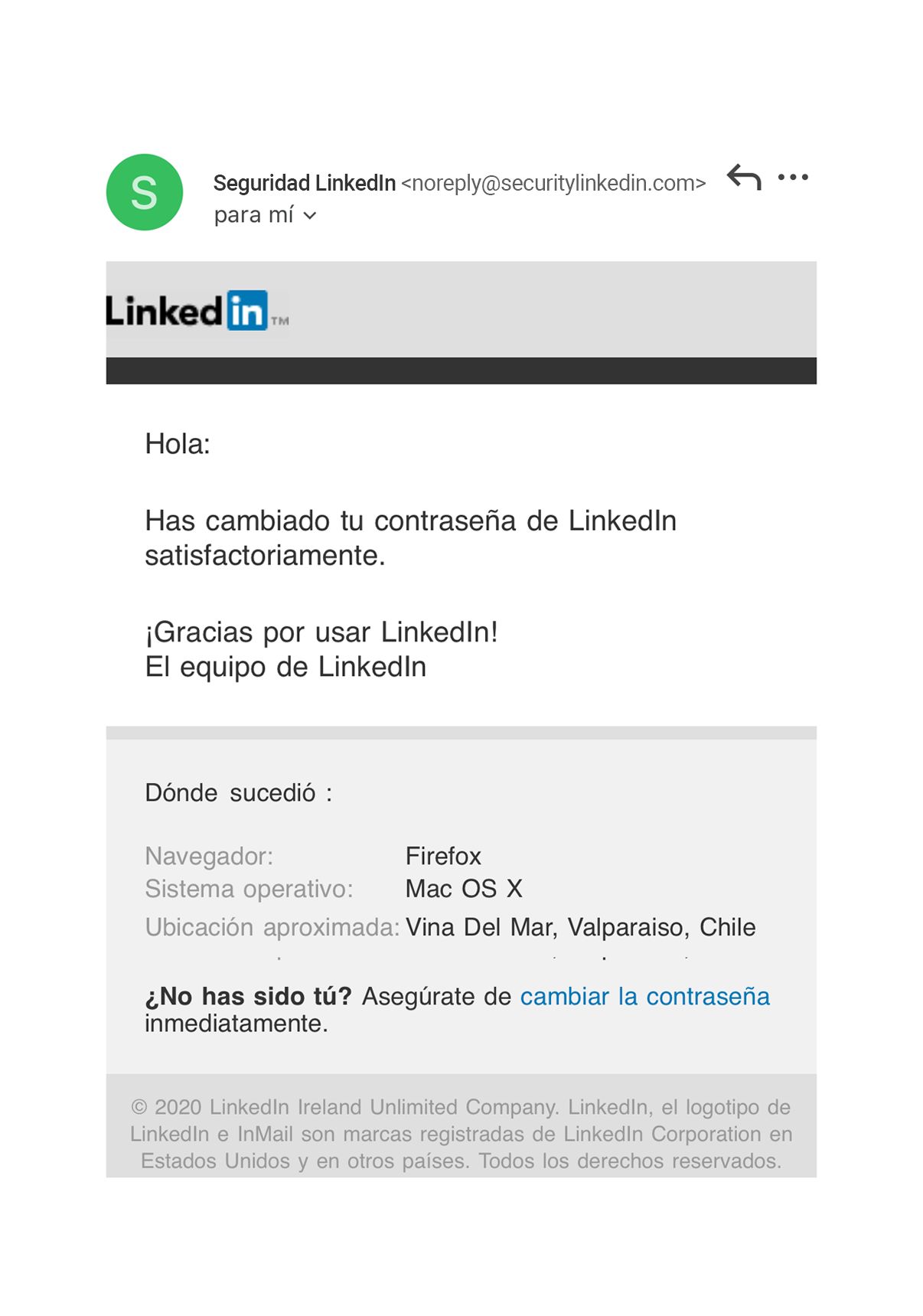 Correo de phishing vertical sin marcas
