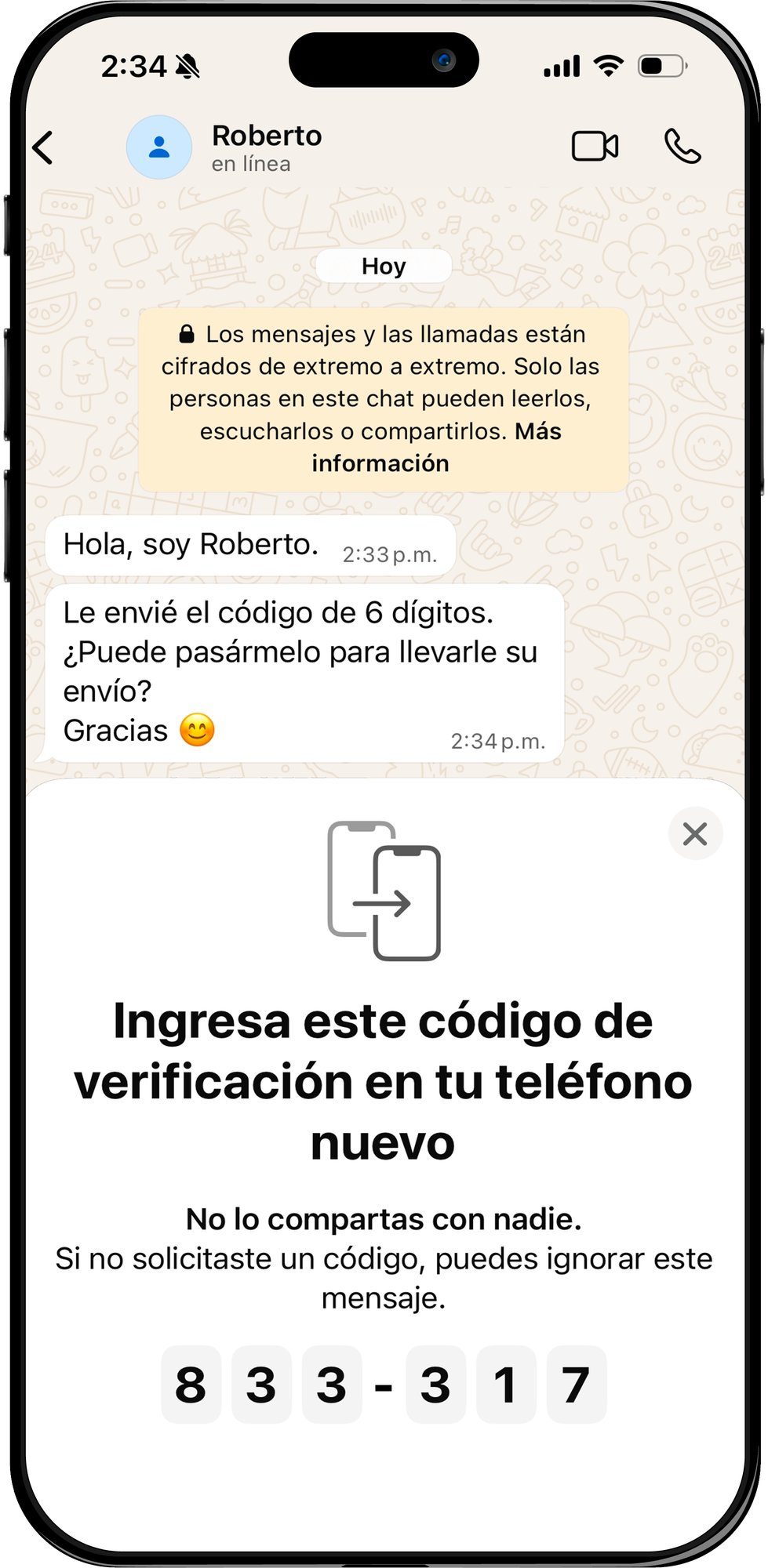Solicitud de código por WhatsApp